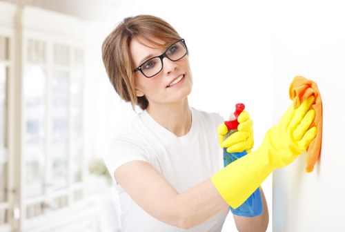 Professional technician cleaning gutters