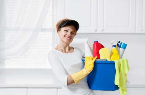 Cleaners performing residential cleaning services