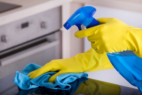 Technician inspecting an oven