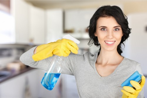 Commercial cleaning team at work in an Elm Park office