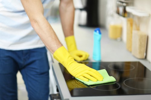 Eco-friendly cleaning products used by professionals